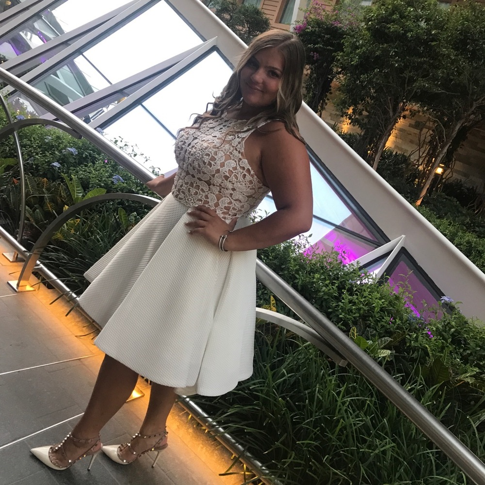 Jovani White High Low Dress